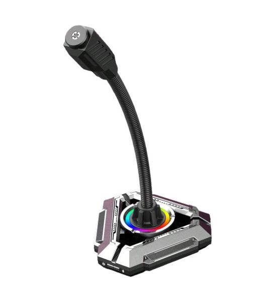 Omnidirectional Gooseneck Microphone For Desktop With RGB Lighting - Black