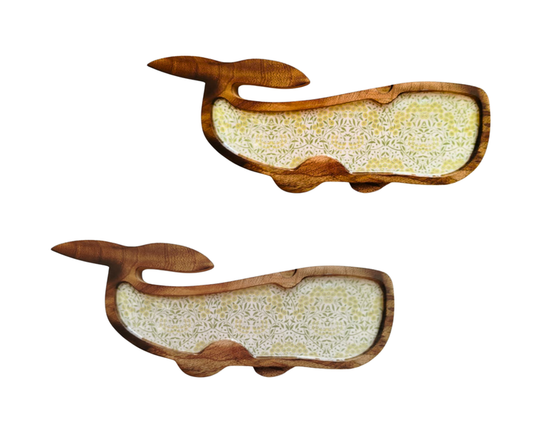 Decorative Wooden Whale-Shaped Dish for home decor- set of 2 Piece