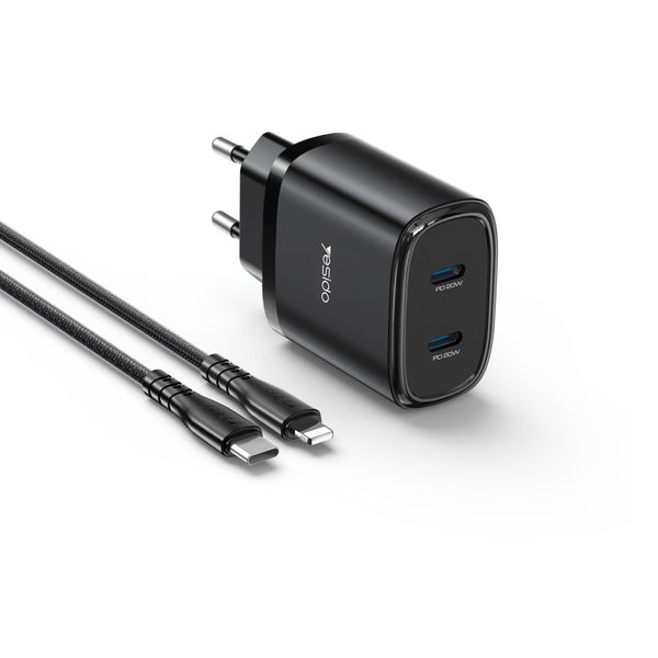 Yesido 20W Dual Type-C Port Charger With Type-C to Lightning Cable YC54