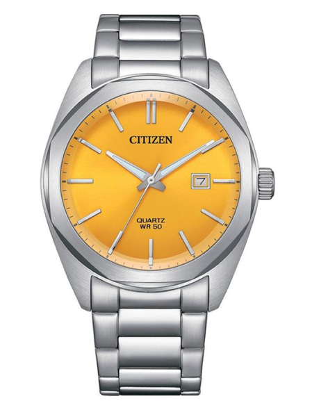 Citizen - Men's Quartz Dress Watch - Yellow Dial, Stainless Steel