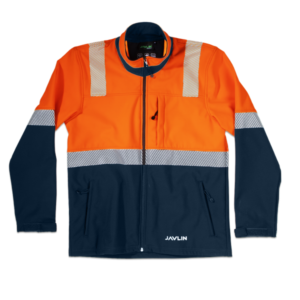 Javlin - Hi-Vis Two Tone Utility Softshell Jacket - Navy/Orange