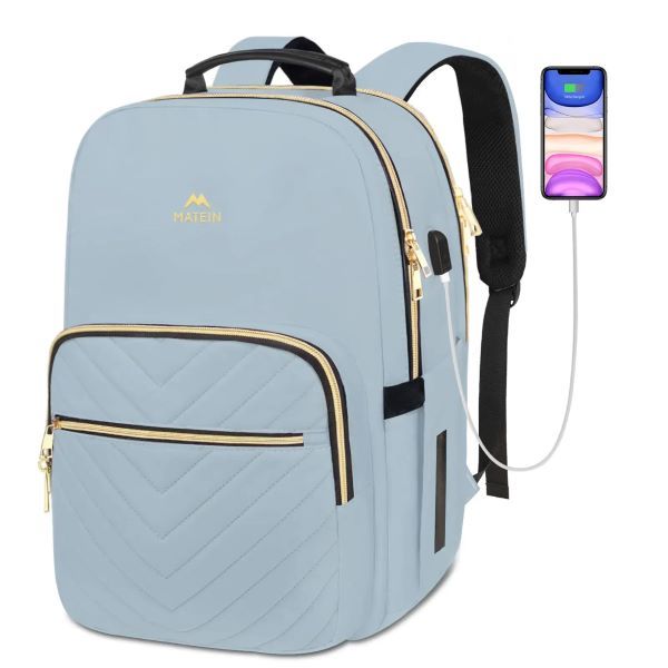 MATEIN Travel Laptop Bag - with USB Charging Port - Blue