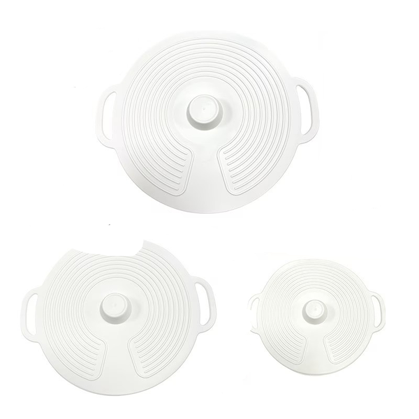 White Silicone Round Pot Lid Set (3-Pack)