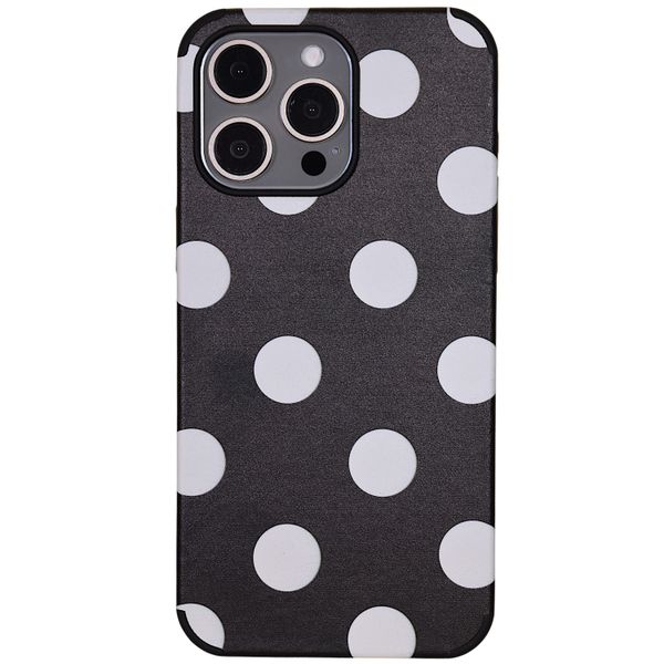 Elegant Black &amp; White Polka Dot Phone Case - Compatible with iPhone 15