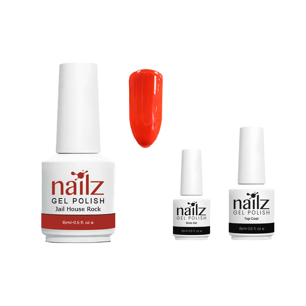 Nailz Jail House Rock Gel Polish + Top Coat +Base Gel 15ml