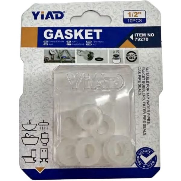 Yiad 10-Piece 1/2-Inch White Gasket Pack - For Pipe, Faucet, and Gas Seals