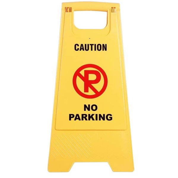 Tool Foldable Yellow Double Sided No Parking Caution Sign Board - 61cm