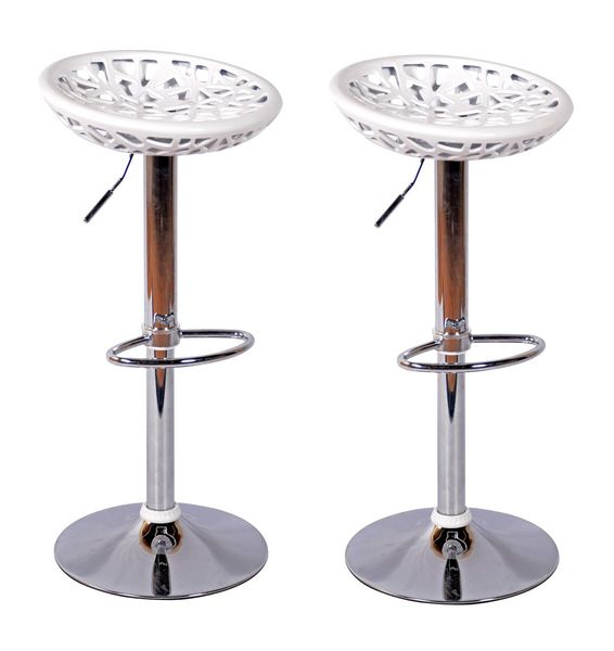 Bar / Kitchen Counter Stools - Set of 2 - White Colour