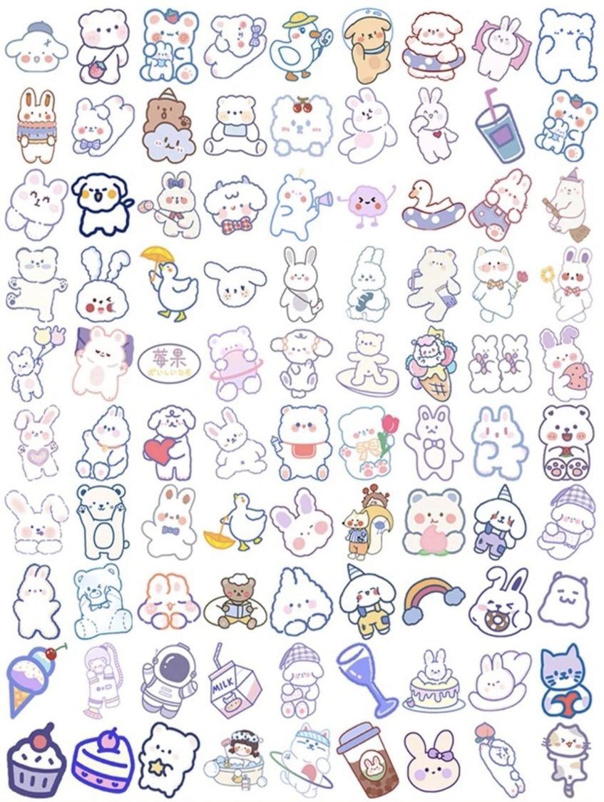 100 Pieces Cute Cartoon Stickers Kawaii Stickers Cartoon Stickers