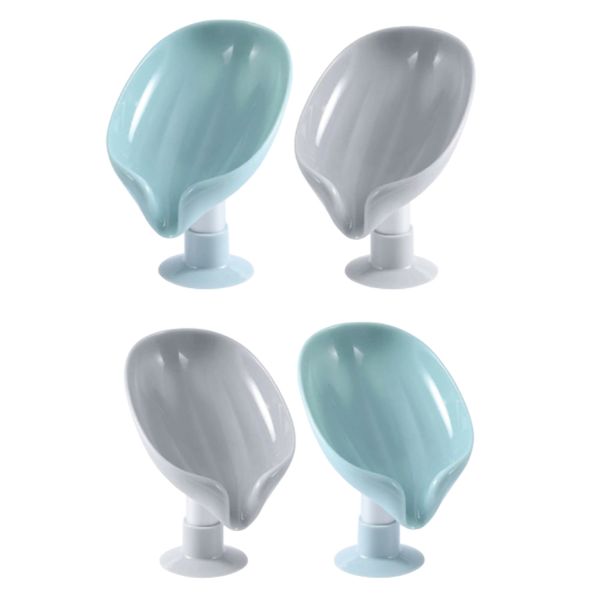 Home Leaf Shaped Soap Holder 2 Set - Grey &amp; Green