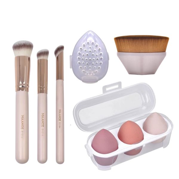 Foundation blender and Concealer Brush Set 8 Piece Rose Pink