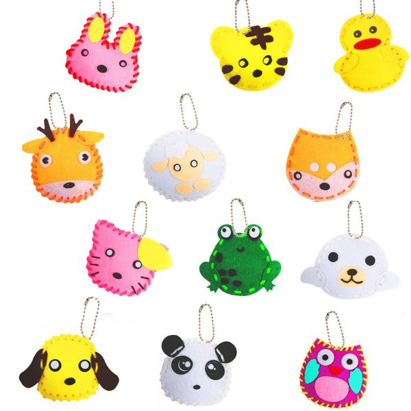 12 Kids Sewing Kit, Animal Keychain DIY Sewing Craft Set for Beginners
