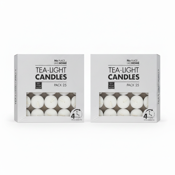 No Place Like Home White Tea-Light Candles - 25 Piece Set - 2 Pack