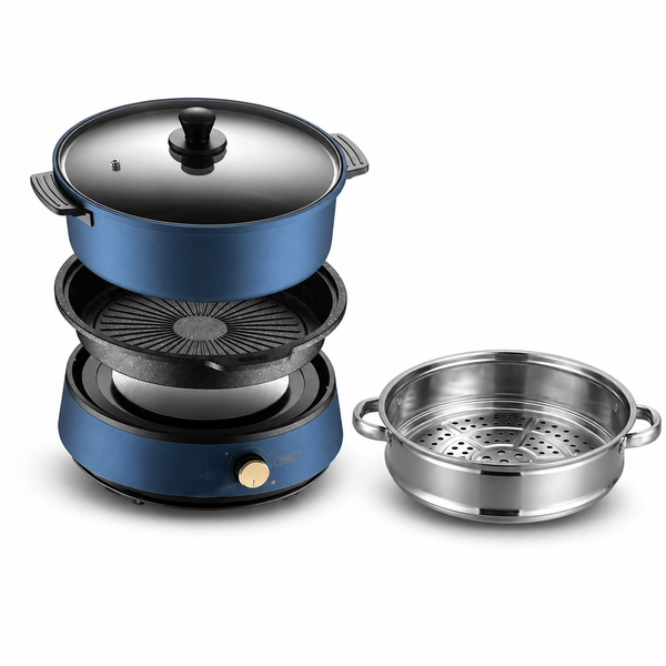 3 in 1 Cooker 4L Stepless Temperature for Cooking 1350W Power Boiler