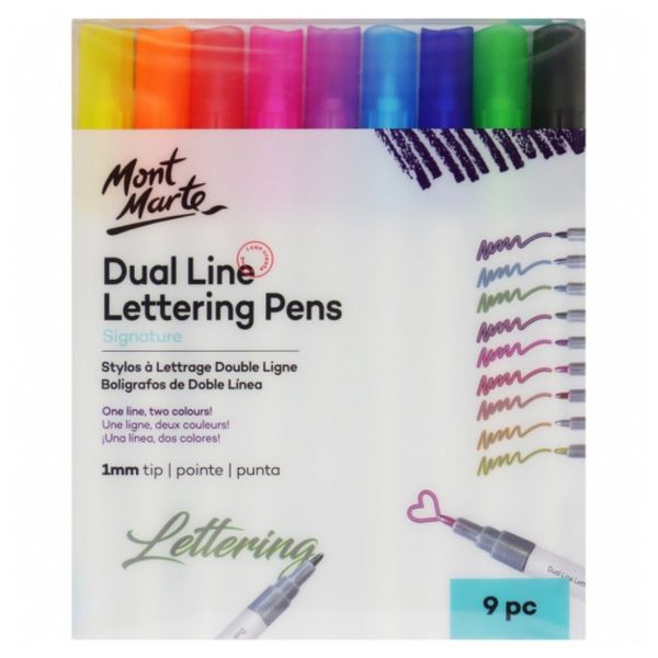 Signature Dual Line Lettering Pens 1mm Tip 9pc