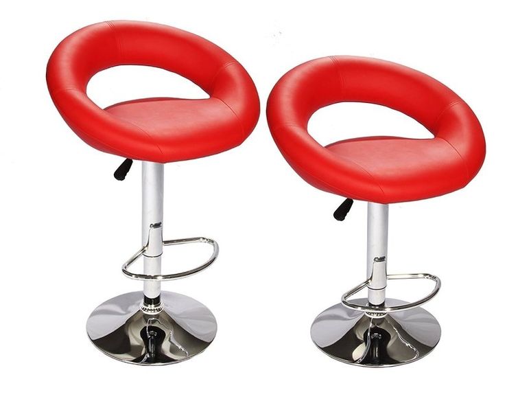Faux Leather Plush Bar Chair Stools -Set of Two – Red Colour