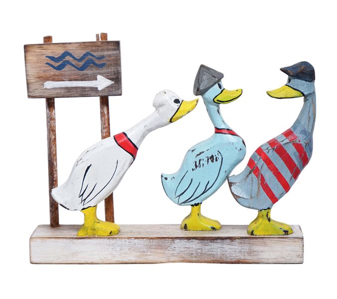 Duck Wooden Decor - Three Ducks Gone Swimmnig 19cm