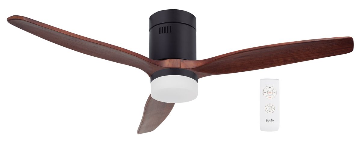 Matt Black Ceiling Fan with Quiet Motor and LED Light - FCF077 Black
