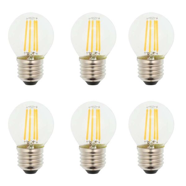 VITO Filament Clear Glass Bulb - LED G45 4W - E27 - Daylight - Set of 6