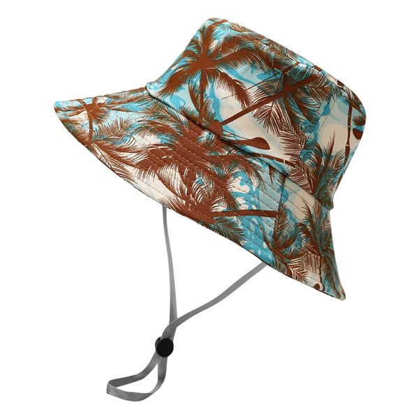 Brown Palms Bucket Hat With Drawstring image