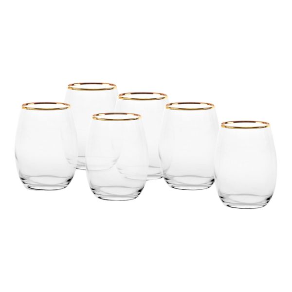 Tumbler 350Ml 6Piece Amber Gold Rim Golden Touch