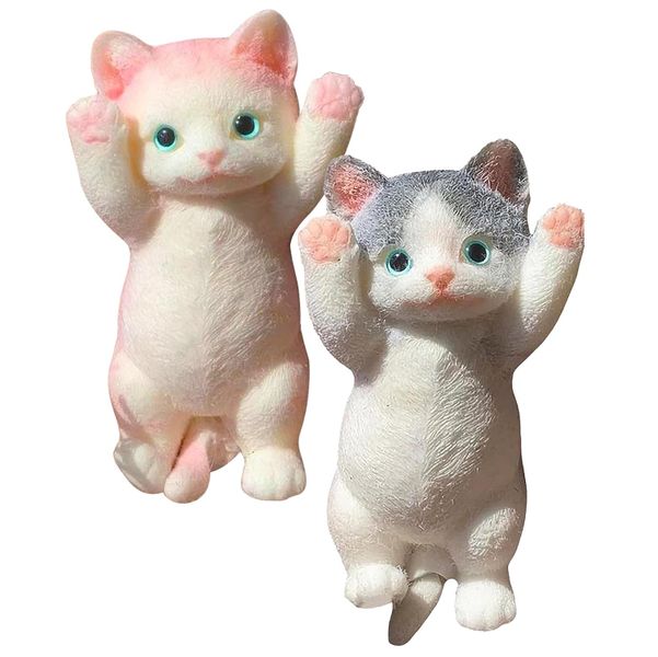 2PCS Cute Anti-Stress Cat Squishy Toy Flexible Sticky Toys