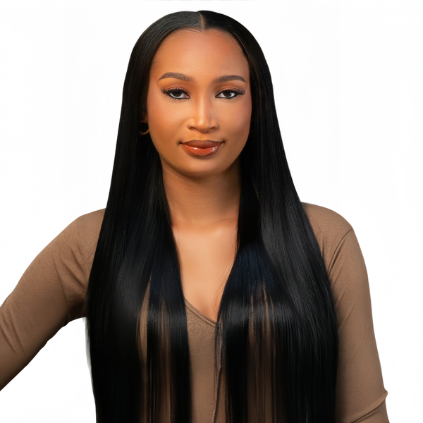 Eligababy 26-inch Straight Wig Full Frontal Human Hair Transparent Lace