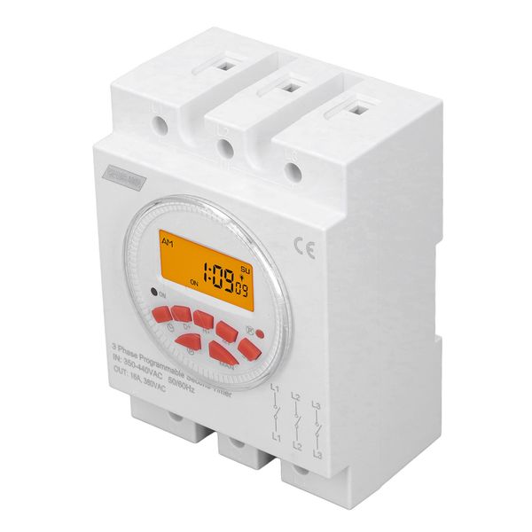 Programmable Power Timer Switch for Three Phase 7 Day Backlight Display