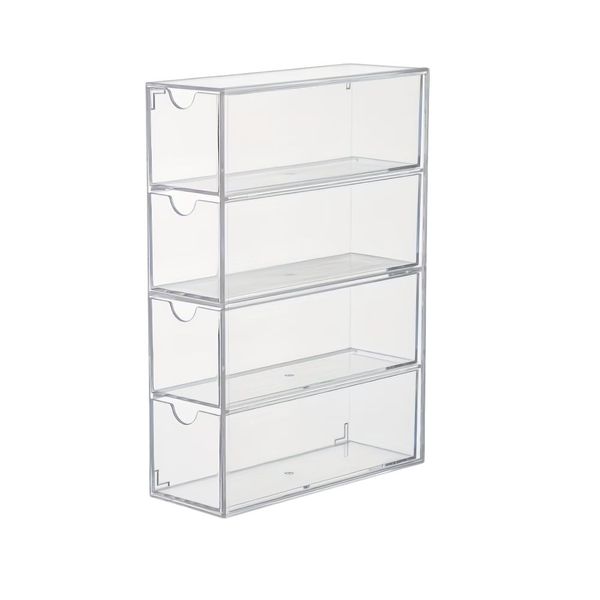 Bestby - Acrylic Glasses Storage Box - 4 Compartment Makeup Organizer