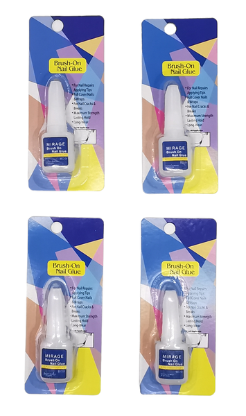 Mirage 10g Brush On Nail Glue - 4 Piece