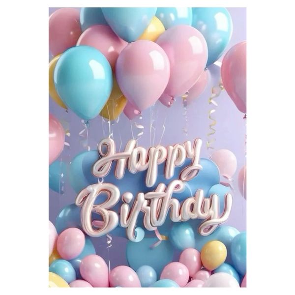 Happy Birthday Pastel Colours - A1 Poster