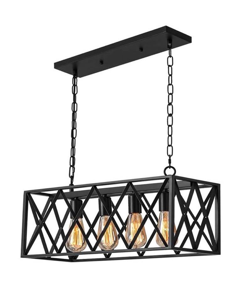 Vintage Industrial Metal Cage Pendant Light x 4 E27 Holder-MRUL