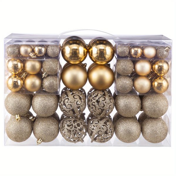 100-Pack Christmas Ornaments, Multi-Color Shatterproof Hanging Balls