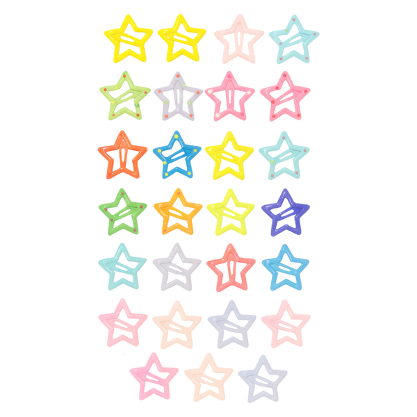 27 Piece Mini Star Hair Clips - Multicolour