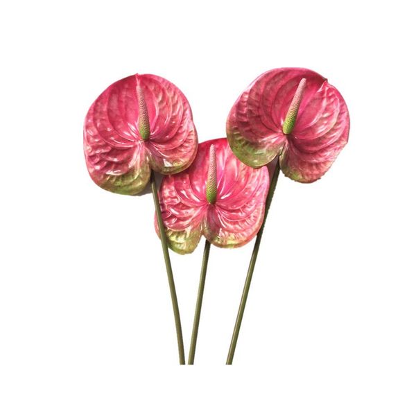 3 Pcs 22 8Inch Artificial Anthurium Flowers For Home Decor (Pink)