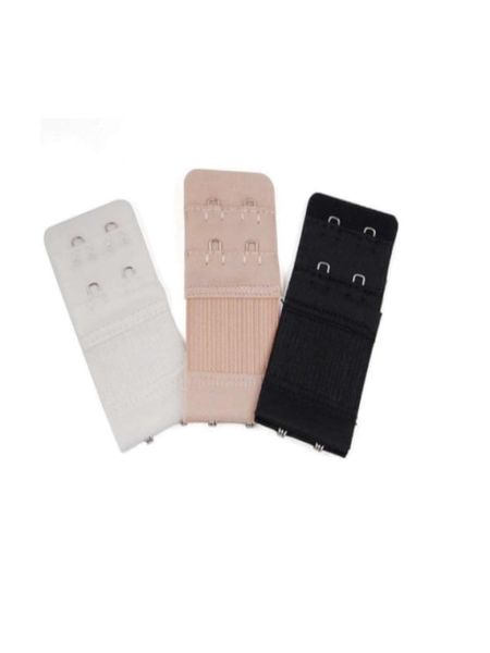 3 Piece Bra Extension Strap Extender, White/Black/Khaki