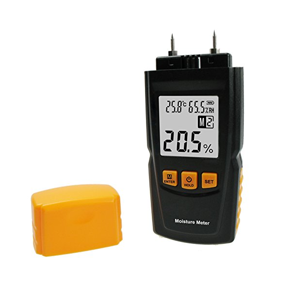 Wood Moisture Tester Meter with 4 Wood Type Selection &amp; LCD