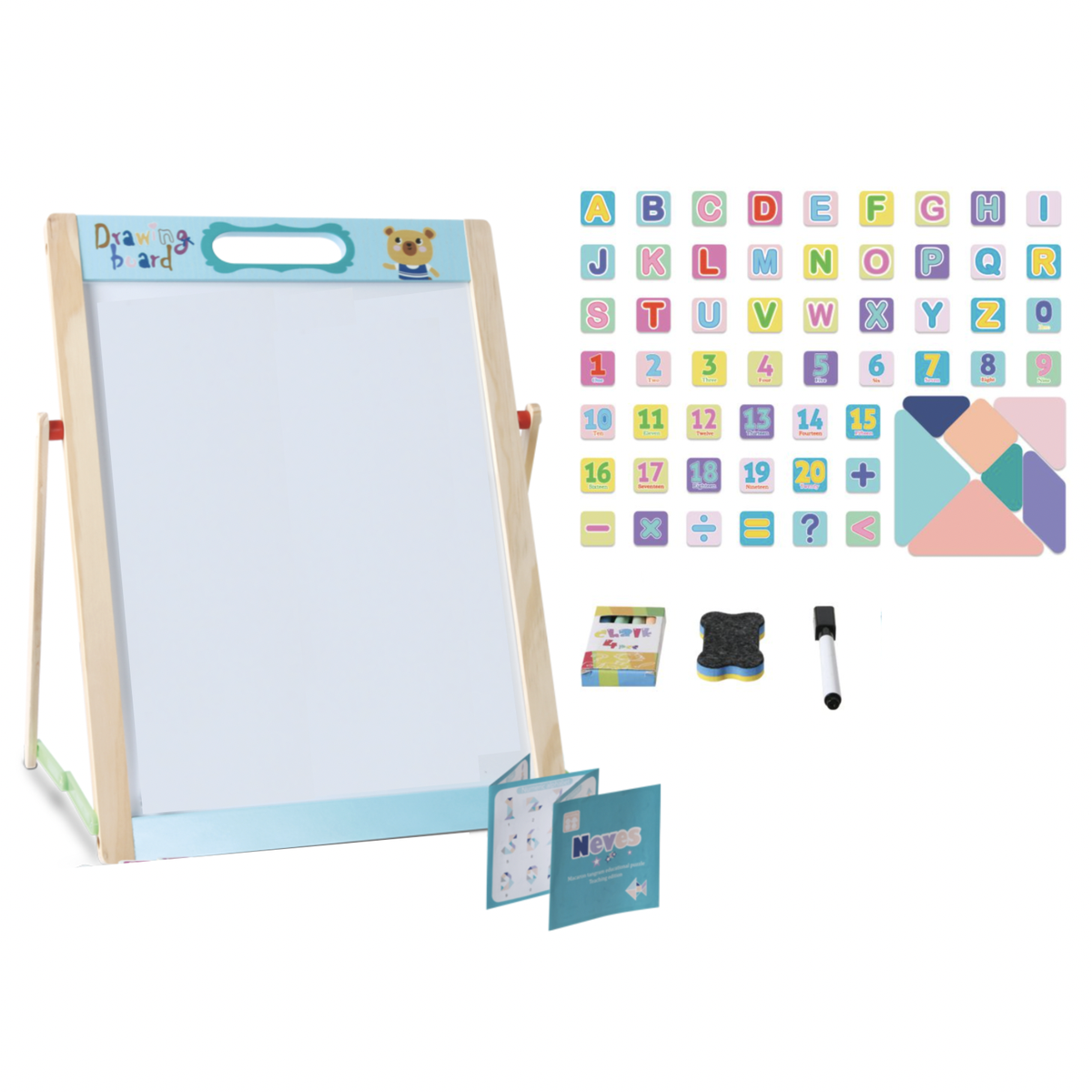 Double Sided Wooden Educational Drawing Board and Puzzle Set Shop