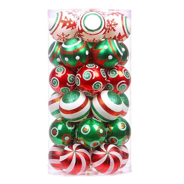 30 Pcs Christmas Ball Ornaments Red Green and White Hanging Christmas Ball