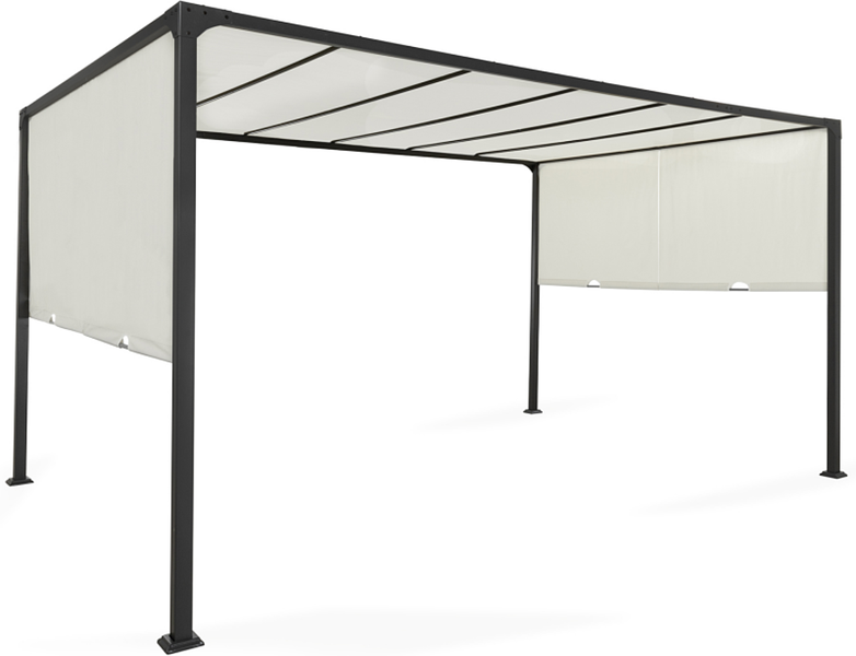 NobleShade Pergola with Sliding Roof Curtain -3x3m - Beige - Fine Living