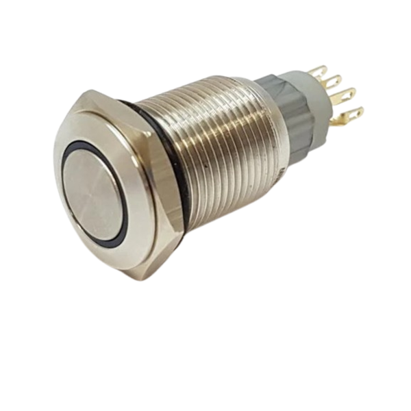 AVP19FWM3S - 19mm Momentary Flat Vandal Switch, 1N/O 1N/C, 5A 250VAC, IP65