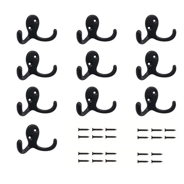 Bestby - 10 Piece Zinc Alloy Wall-Mounted Coat Hooks Heavy-Duty Wall Hooks