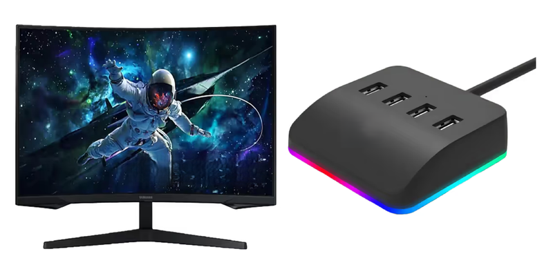 Samsung 32" Odyssey G55C QHD Curved Gaming Monitor + CS 4-in-1 USB Adapter