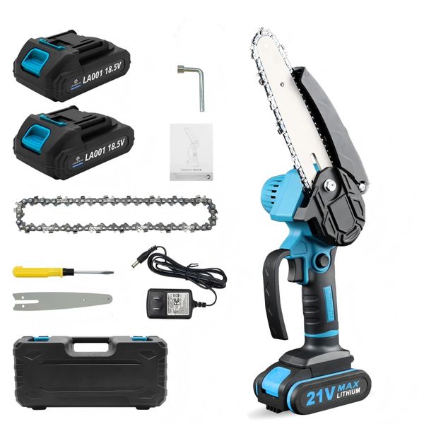 6" Cordless Electric Chainsaw, 2 Batteries, Tree Pruning &amp; Wood Cutting