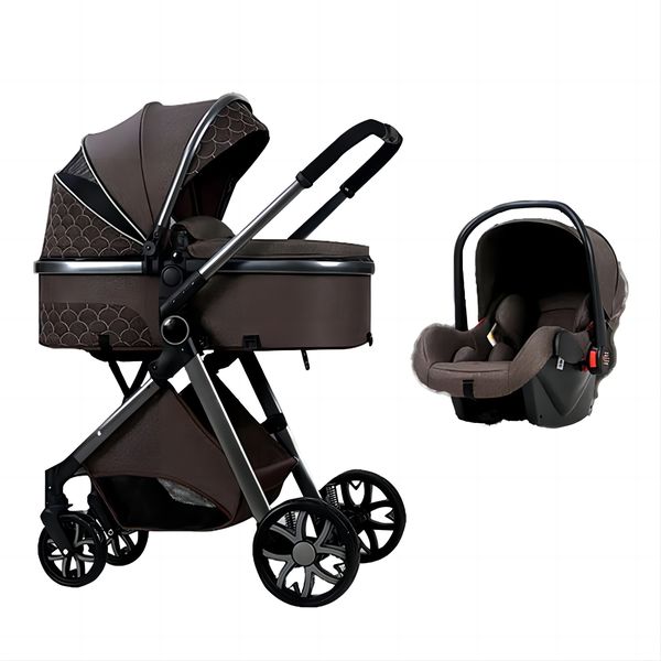 Children Travel Buggy 3-in-1 Foldable Shockproof Portrait Format Pushchair
