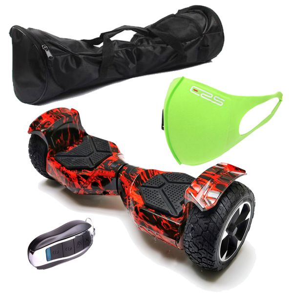 Self Balance Scooter8.5" Hoverboard-Off-Road-Foglights-Remote-Bag- Fire Red