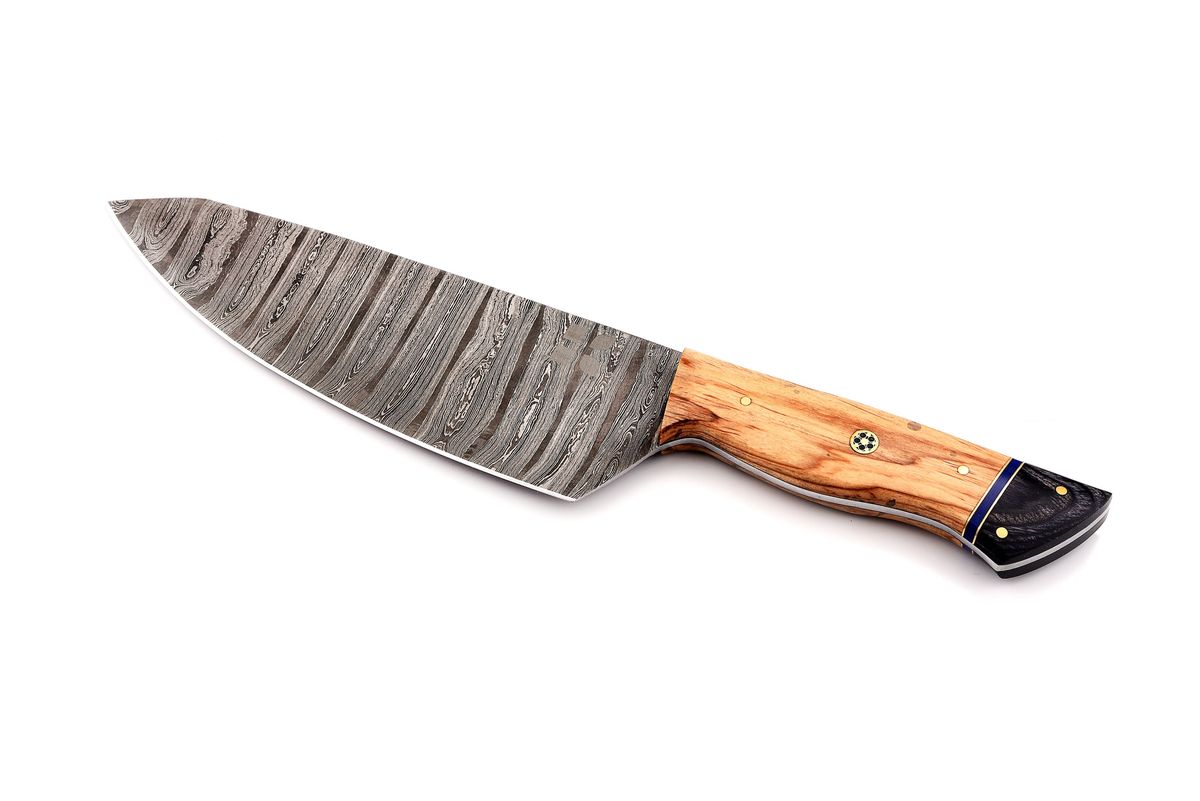 Koch Olive and Pakka Wood Handmade Damascus Chef's Knife320mm MBCK