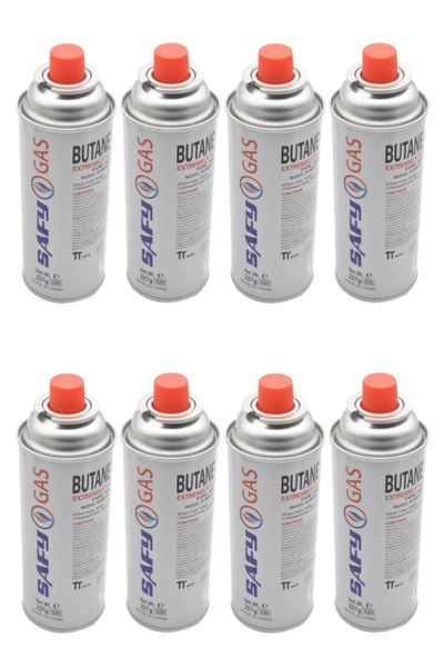 SAFY GAS - Pack of 8 - Butane Canisters 227g