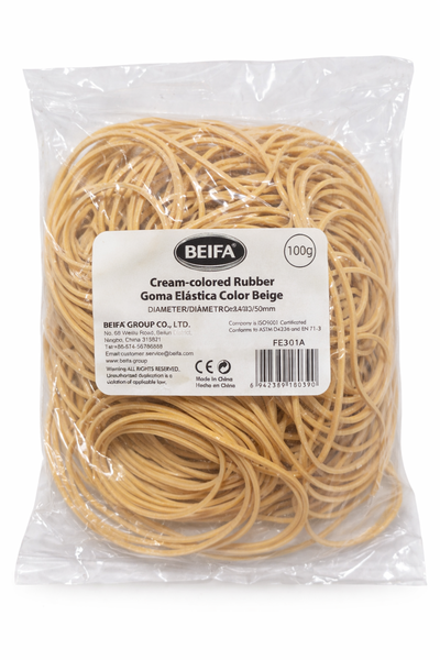 Cream-Coloured Rubber Bands - 100g Strong Elastic Office Bands -500 Pcs