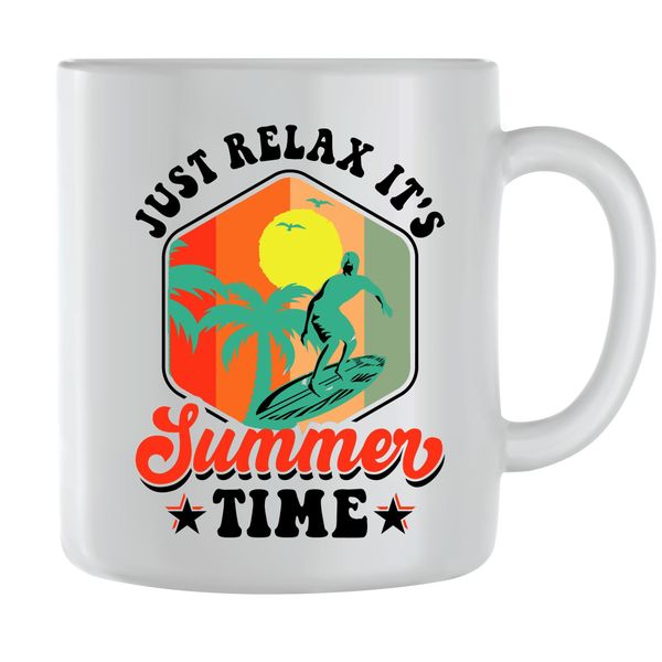 Time Coffee Mugs for Men Women with Trendy Surfing Graphic Cups Present 095